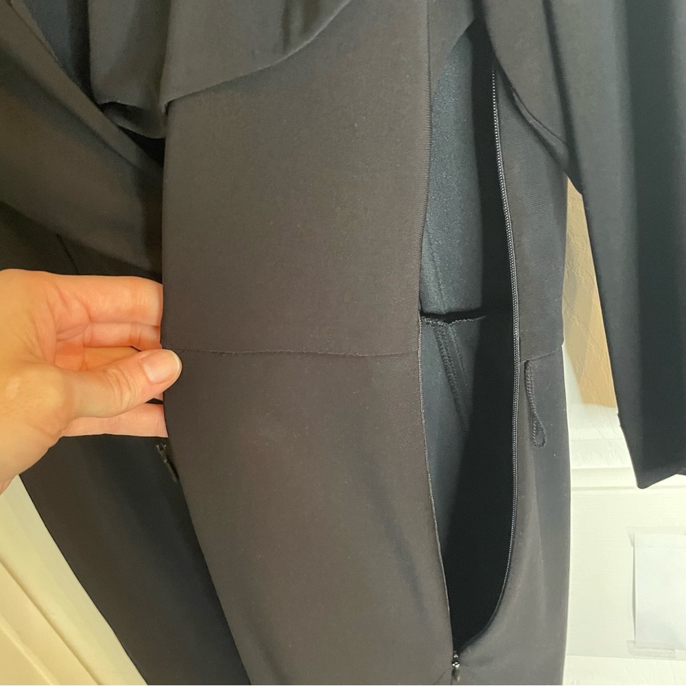 Joseph Ribkoff Black Long Sleeve Dress With Shawl Collar & Side Zipper Size 14 - Picture 8 of 9